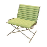 Geiger Sled Style Brushed Nickel Chairs w/Green Upholstery Set of 2