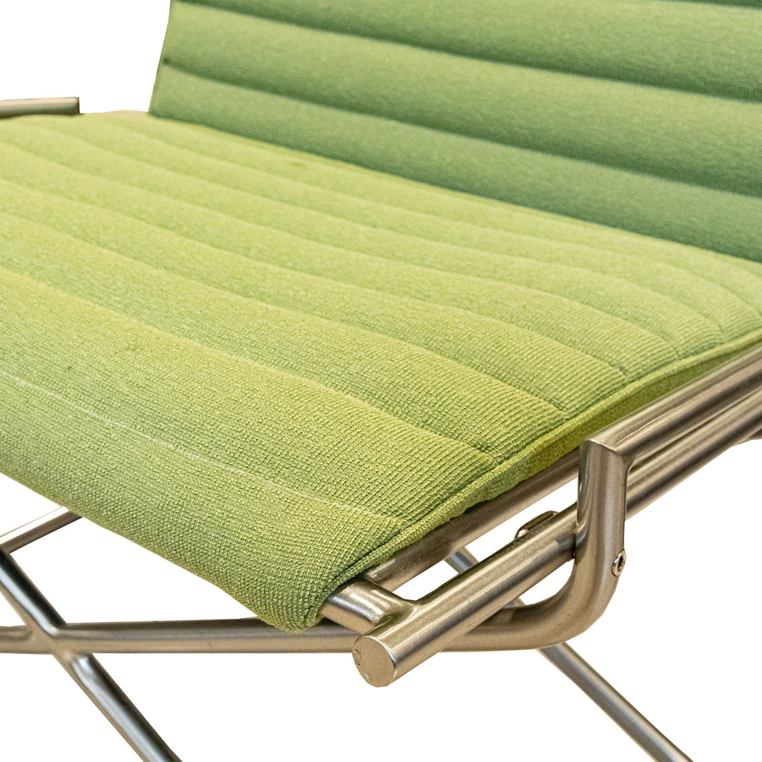 Geiger Sled Style Brushed Nickel Chairs w/Green Upholstery Set of 2
