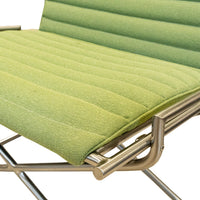 Geiger Sled Style Brushed Nickel Chairs w/Green Upholstery Set of 2