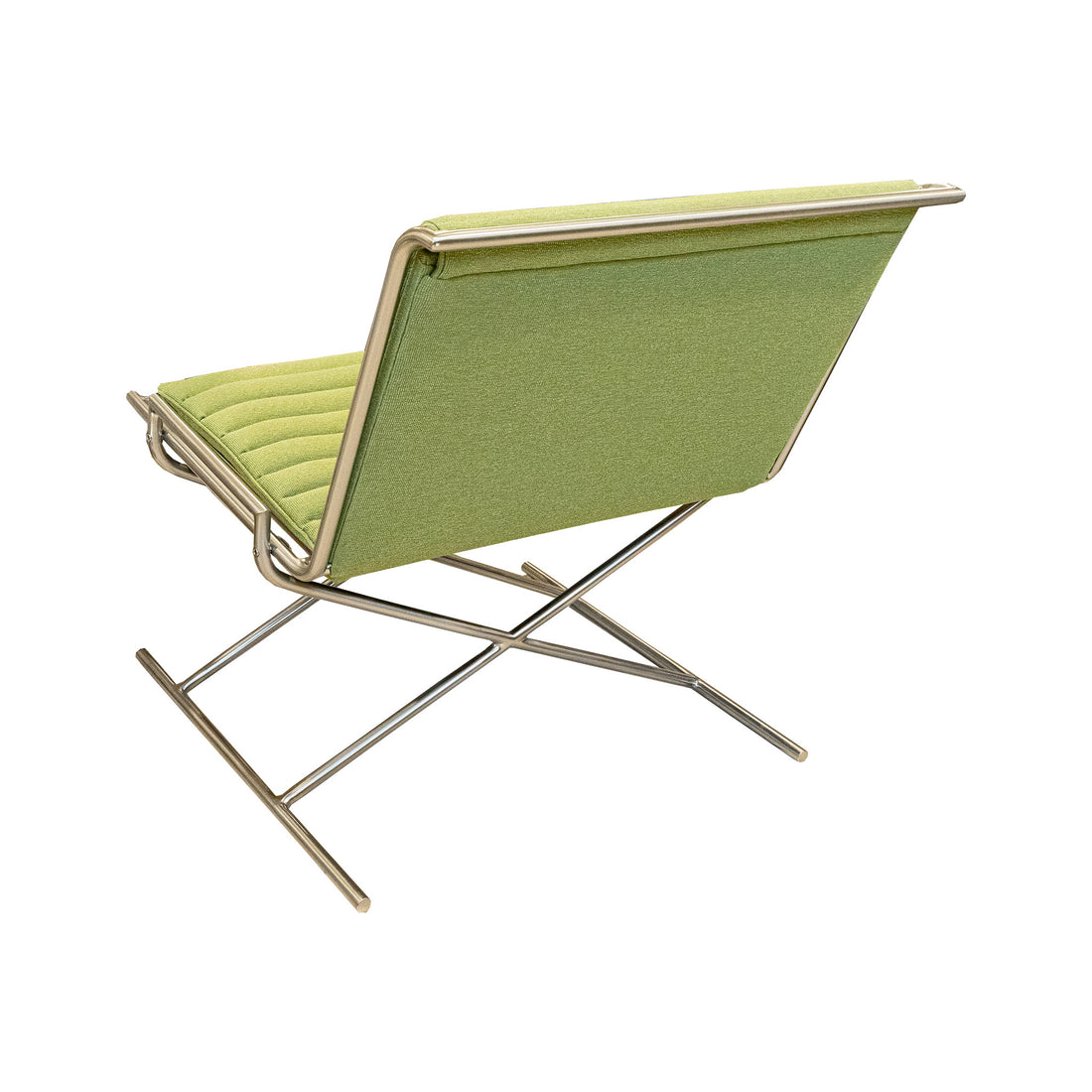 Geiger Sled Style Brushed Nickel Chairs w/Green Upholstery Set of 2