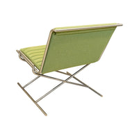 Geiger Sled Style Brushed Nickel Chairs w/Green Upholstery Set of 2