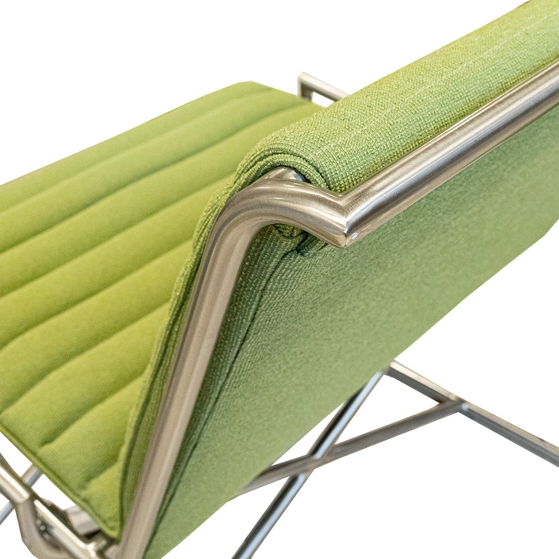 Geiger Sled Style Brushed Nickel Chairs w/Green Upholstery Set of 2