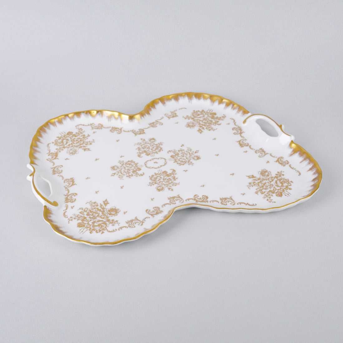 Limoges Gold On White Tray With Handles