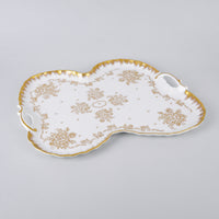 Limoges Gold On White Tray With Handles
