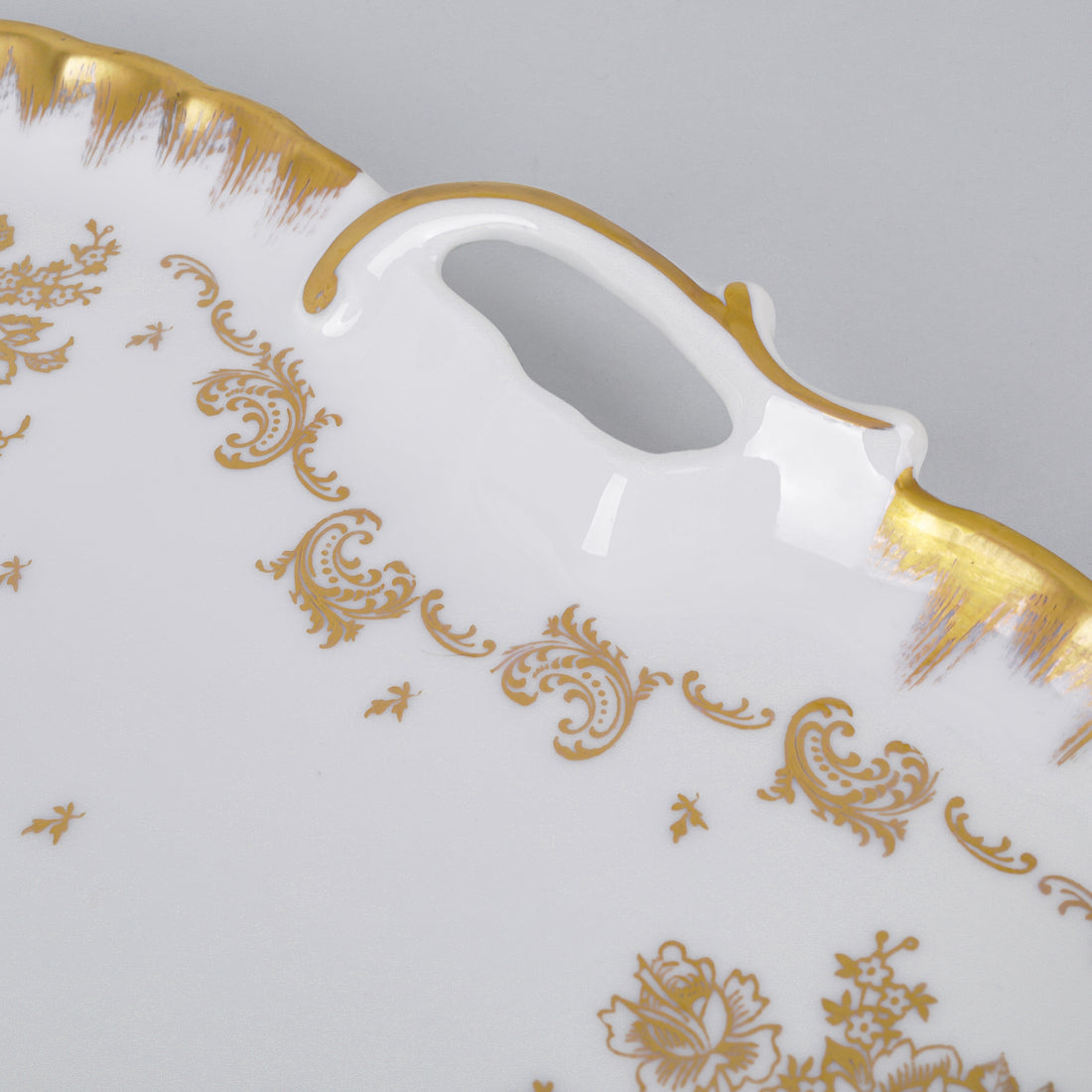 Limoges Gold On White Tray With Handles