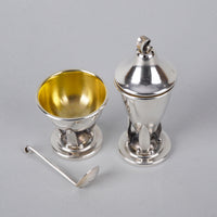 CARL POUL PETERSEN Sterling Shaker & Salt Cellar w/Spoon