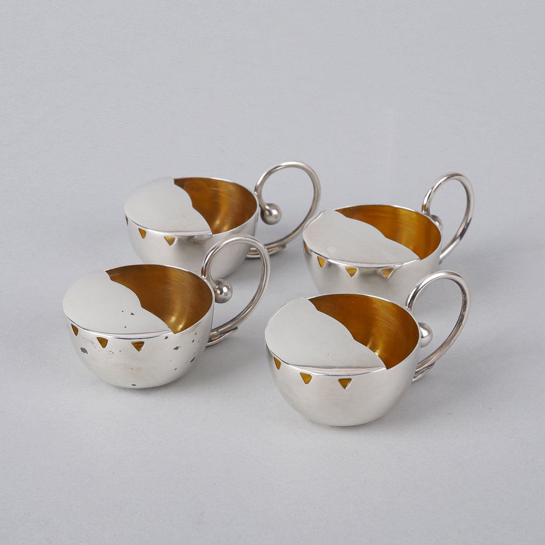 CARL POUL PETERSEN Pea Pod Sterling Salt Cellars Set of 4