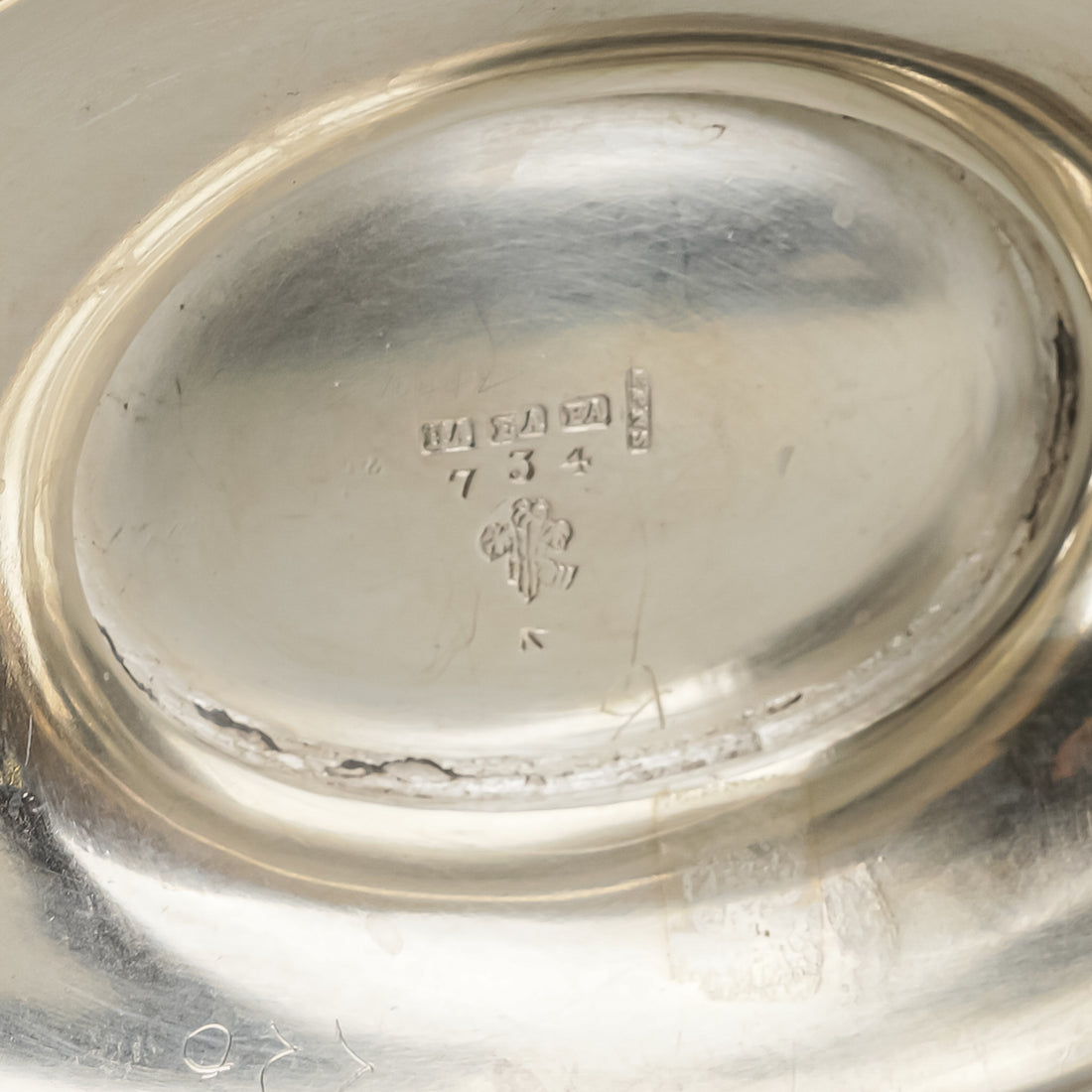 ATKIN BROS Silver Plate Pierced Footed Oval Basket w/Handle 734