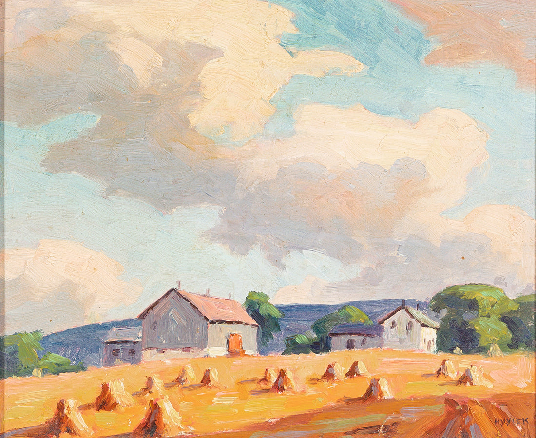 Horace Valentine Vick (Canadian 1902-1980) Landscape With Haystacks