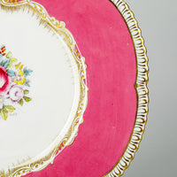 CAULDON 8175 Pink Band, Hand Painted Floral Luncheon Plates Set of 11