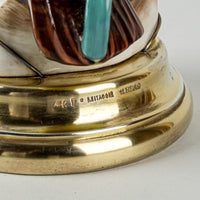 HEREND Figurine Pair Of Robins 5061 Natural On LEITAO & IRMAO Silver Stand