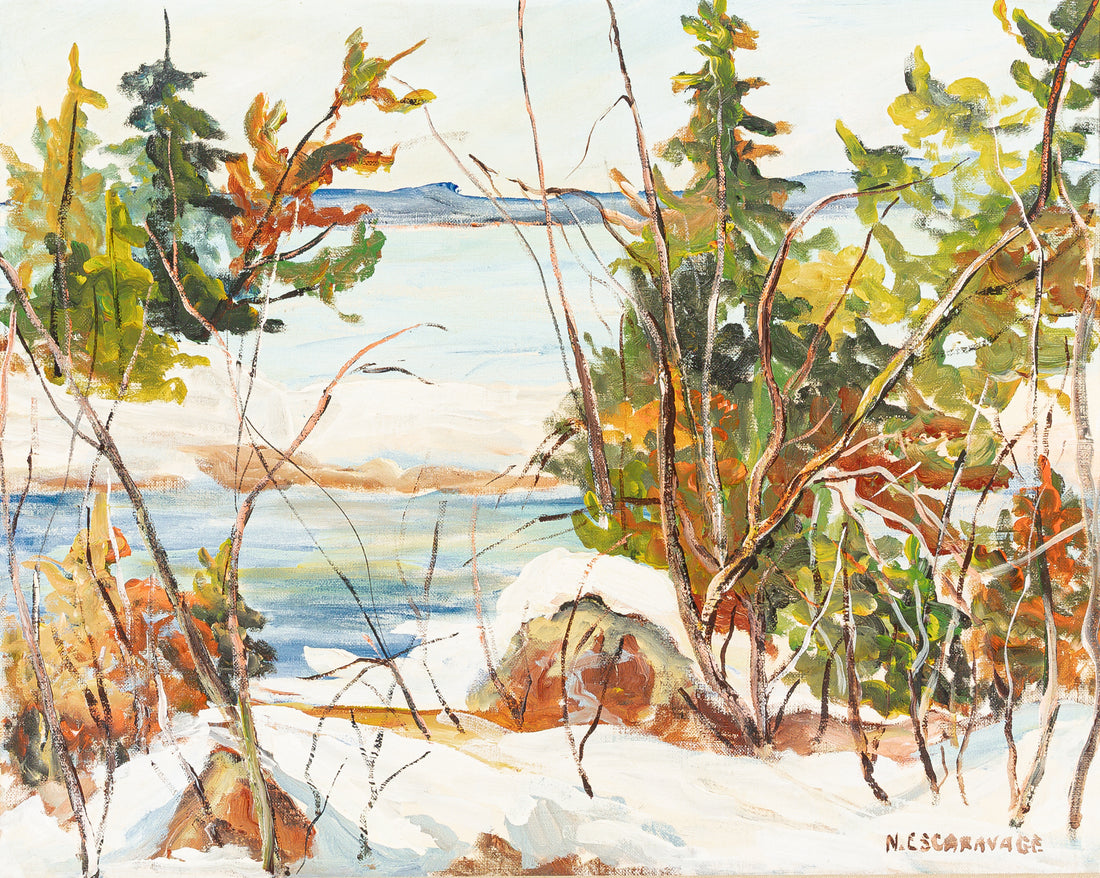 Norma Escaravage(Canadian 20th C) "Paysage" Oil On Board