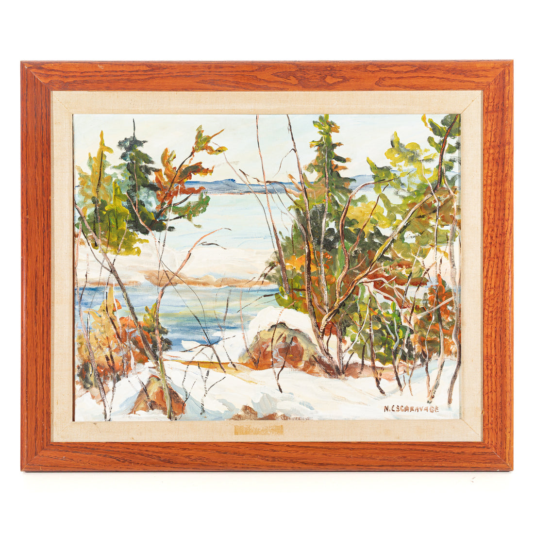 Norma Escaravage(Canadian 20th C) "Paysage" Oil On Board