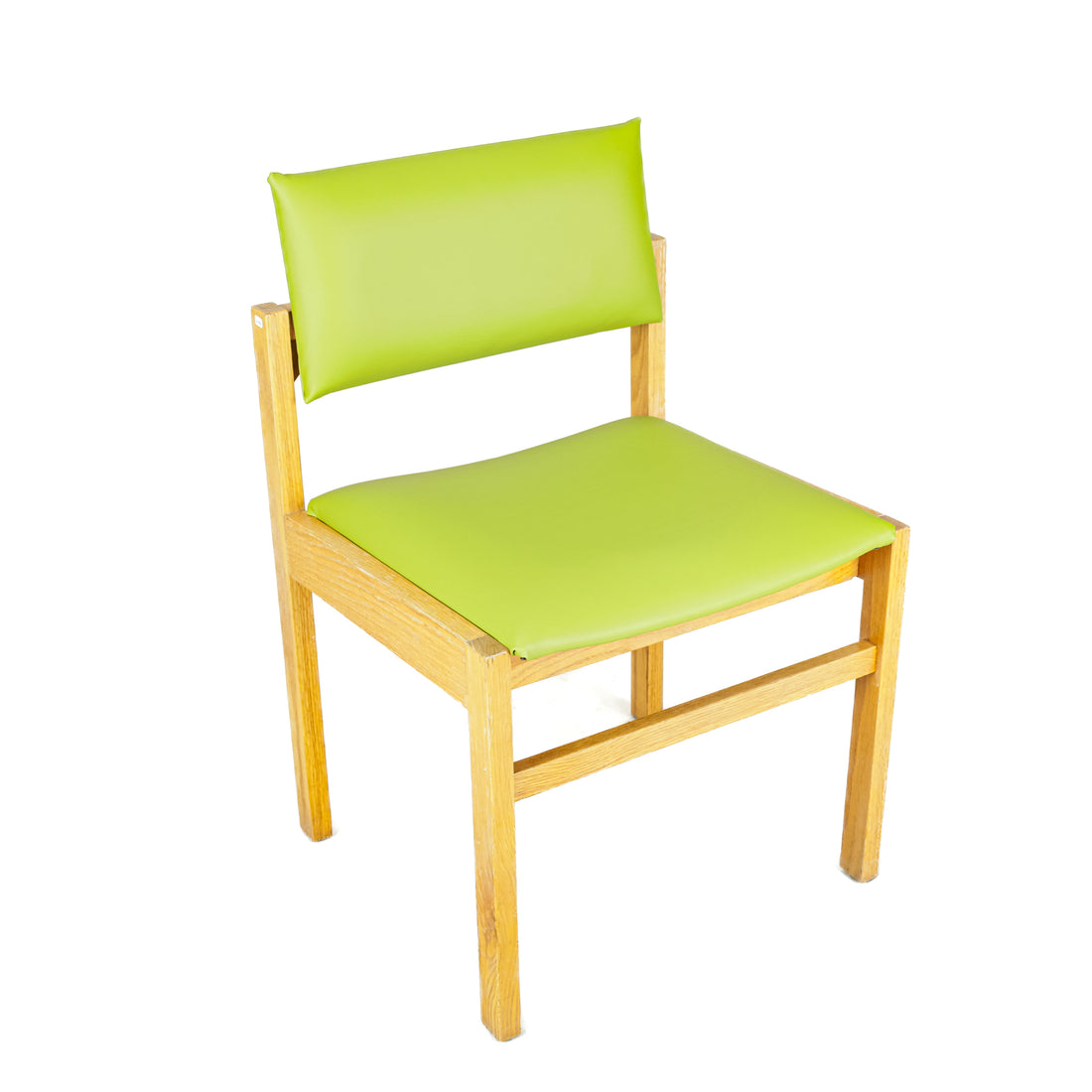 Vintage Oak Chair With Green Vinyl