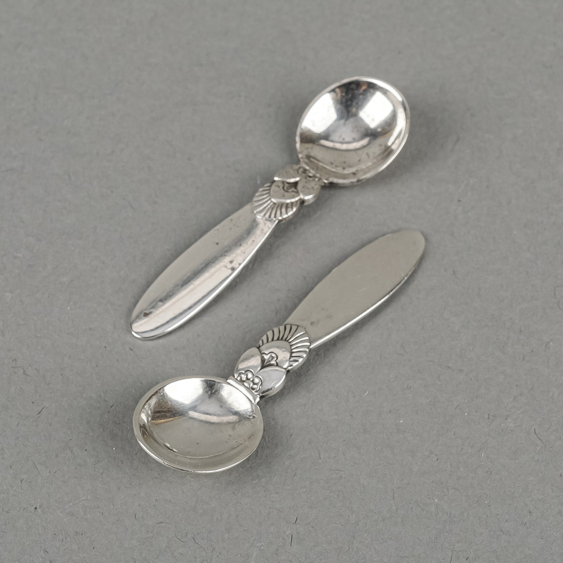 GEORG JENSEN Cactus Sterling Salt Spoons Set Of 2