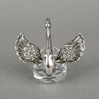 ALBERT BODEMER 835 Silver And Crystal Swan Salt Cellars Set Of 2