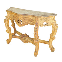 Louis Style Carved Wood Demilune Console Table