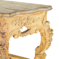 Louis Style Carved Wood Demilune Console Table