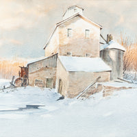 John Joy (Canadian 1921-2012)    Winter Scene With Barn/Mill