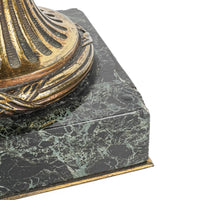 Pair Of Louis XVI Style Green Marble Covered Urns With Brass Mounts