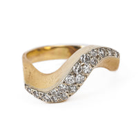 14K Yellow Gold Diamond Wave Ring