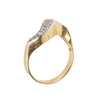 14K Yellow Gold Diamond Wave Ring