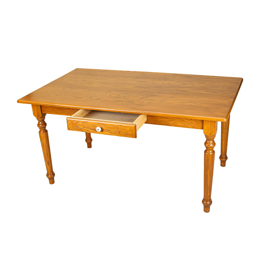 Solid Oak Table with 4 Wheat Back Chairs