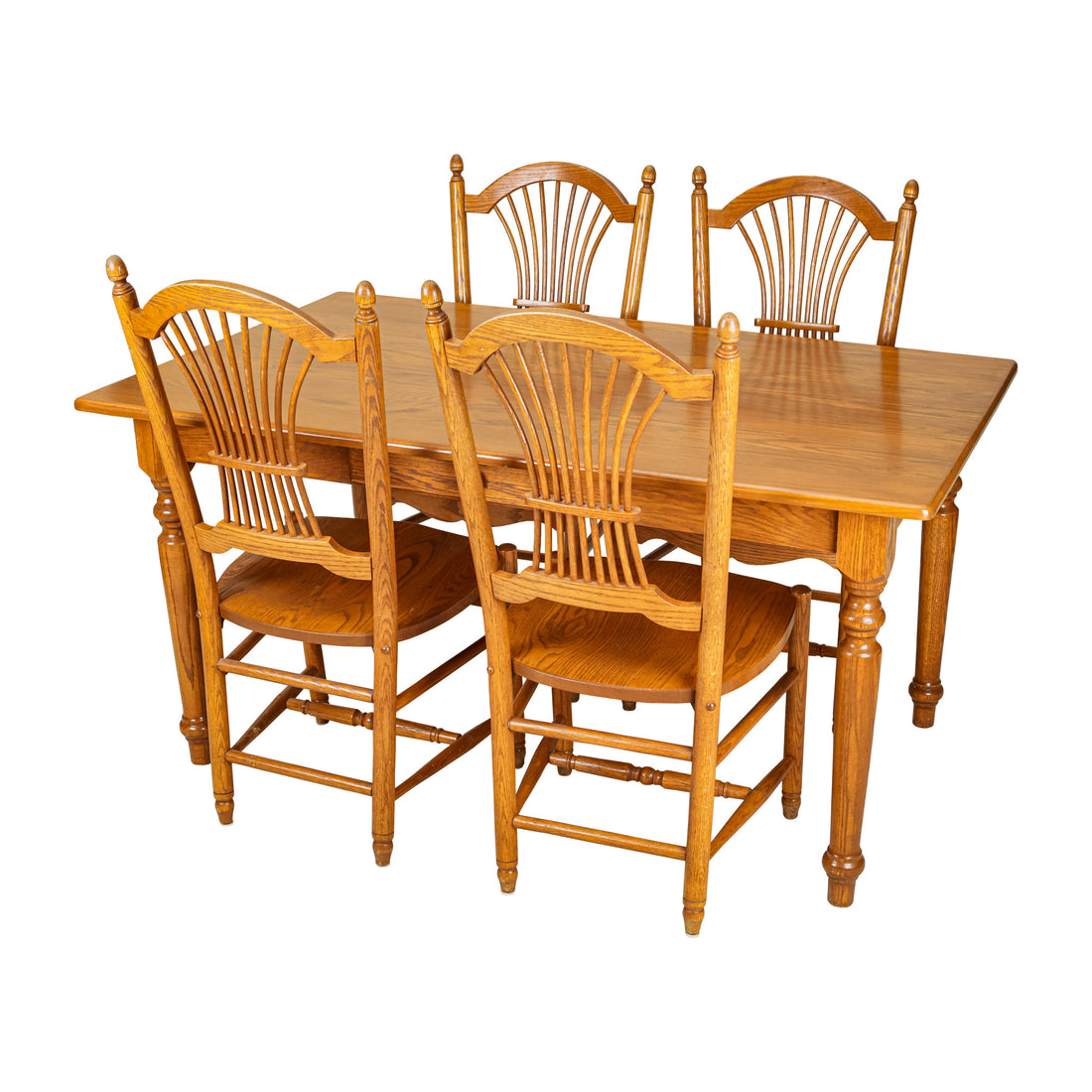 Solid Oak Table with 4 Wheat Back Chairs