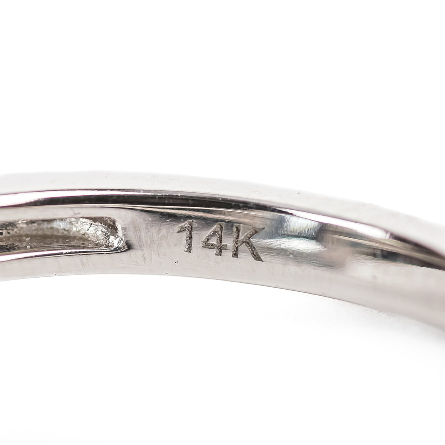 14K White Gold Emerald Cut Blue Topaz Diamond Ring