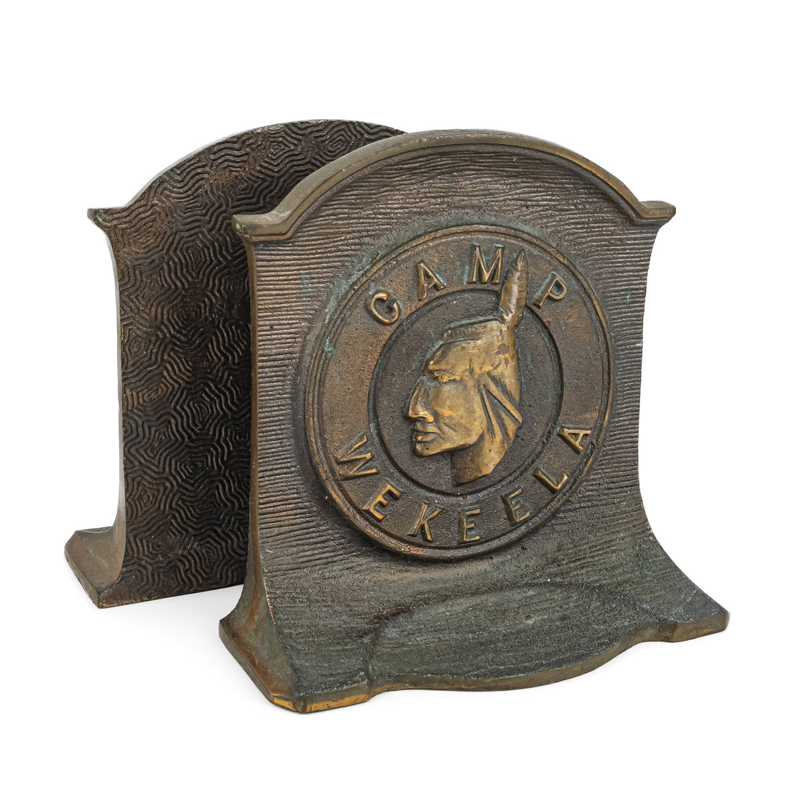 Pair Of Vintage Bronze Bookends - Camp Wekeela, Maine