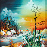 Pavlic D Purger - Snowdrops & Village - Reverse Oil on Glass