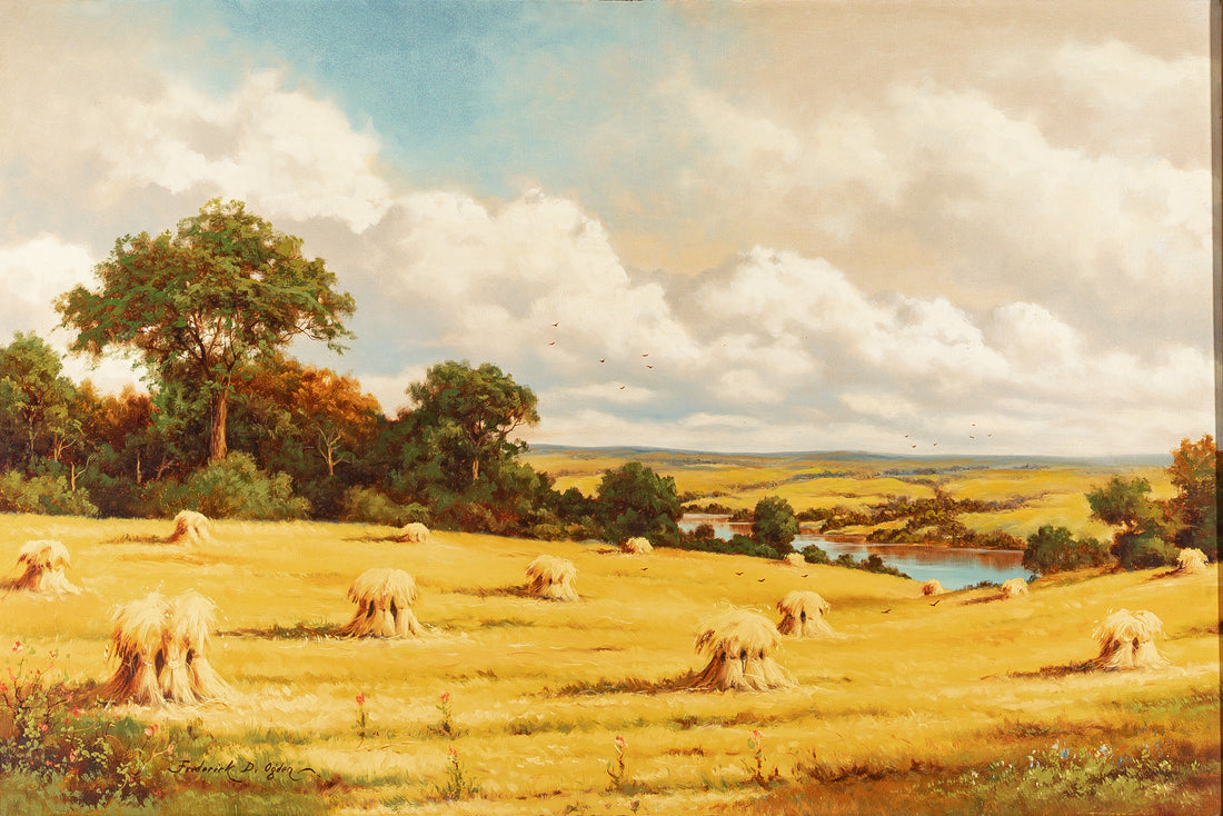 Frederick D. Ogden (American 1892-1948) Landscape With Haystacks