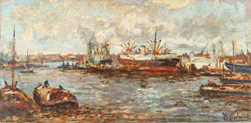 Johannes Petrus Molenaar (Dutch 1914-1990) Rotterdam Harbour