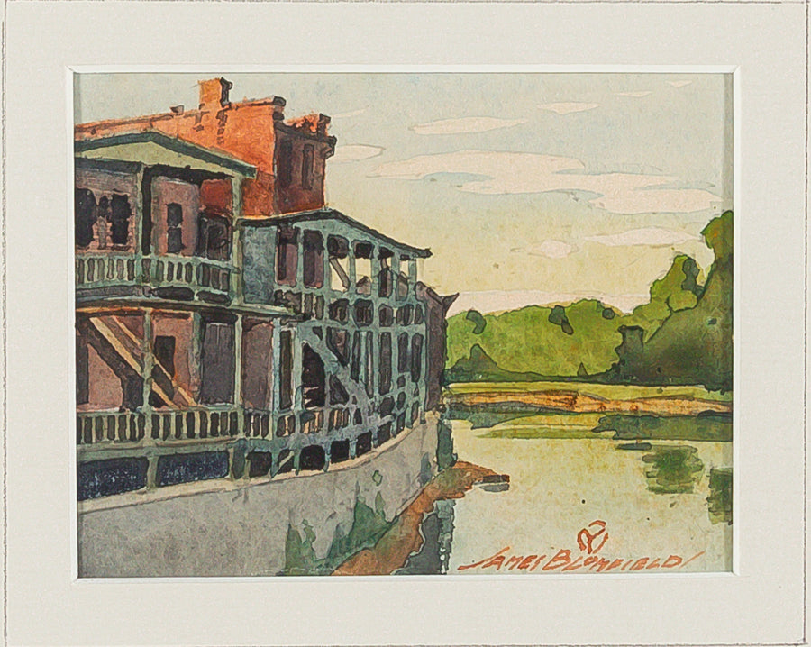 James Blomfield (Canadian 1870-1951) "Riverside Houses At Elora"