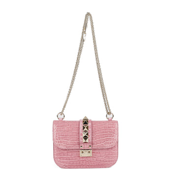 VALENTINO Pink Crocodile Shoulder Bag