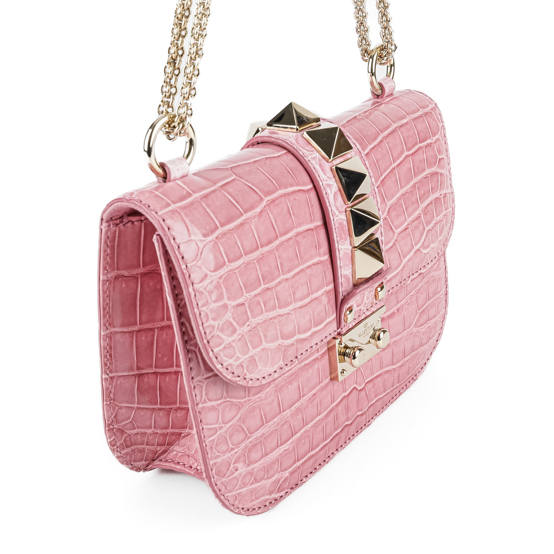 VALENTINO Pink Crocodile Shoulder Bag