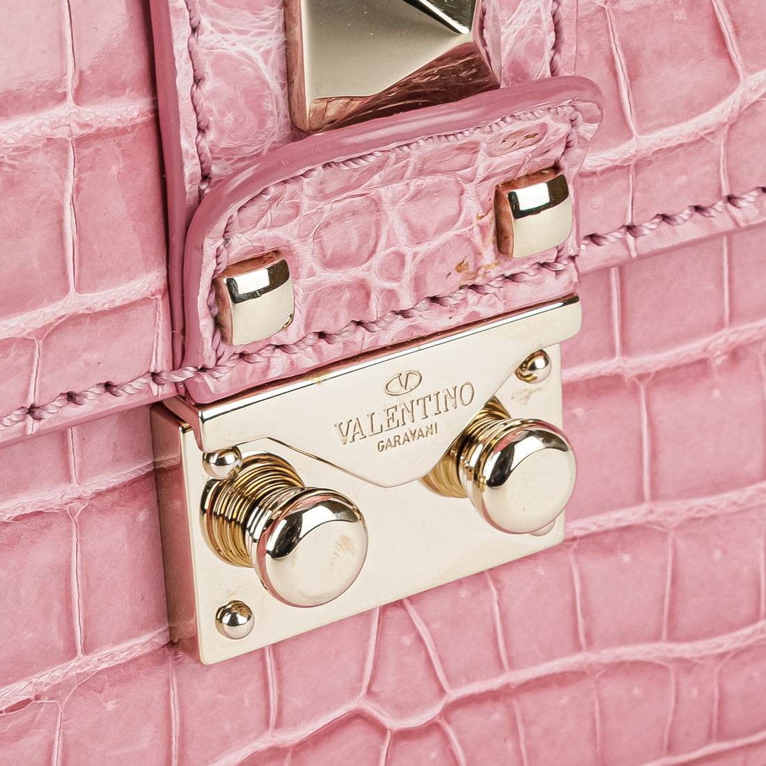VALENTINO Pink Crocodile Shoulder Bag