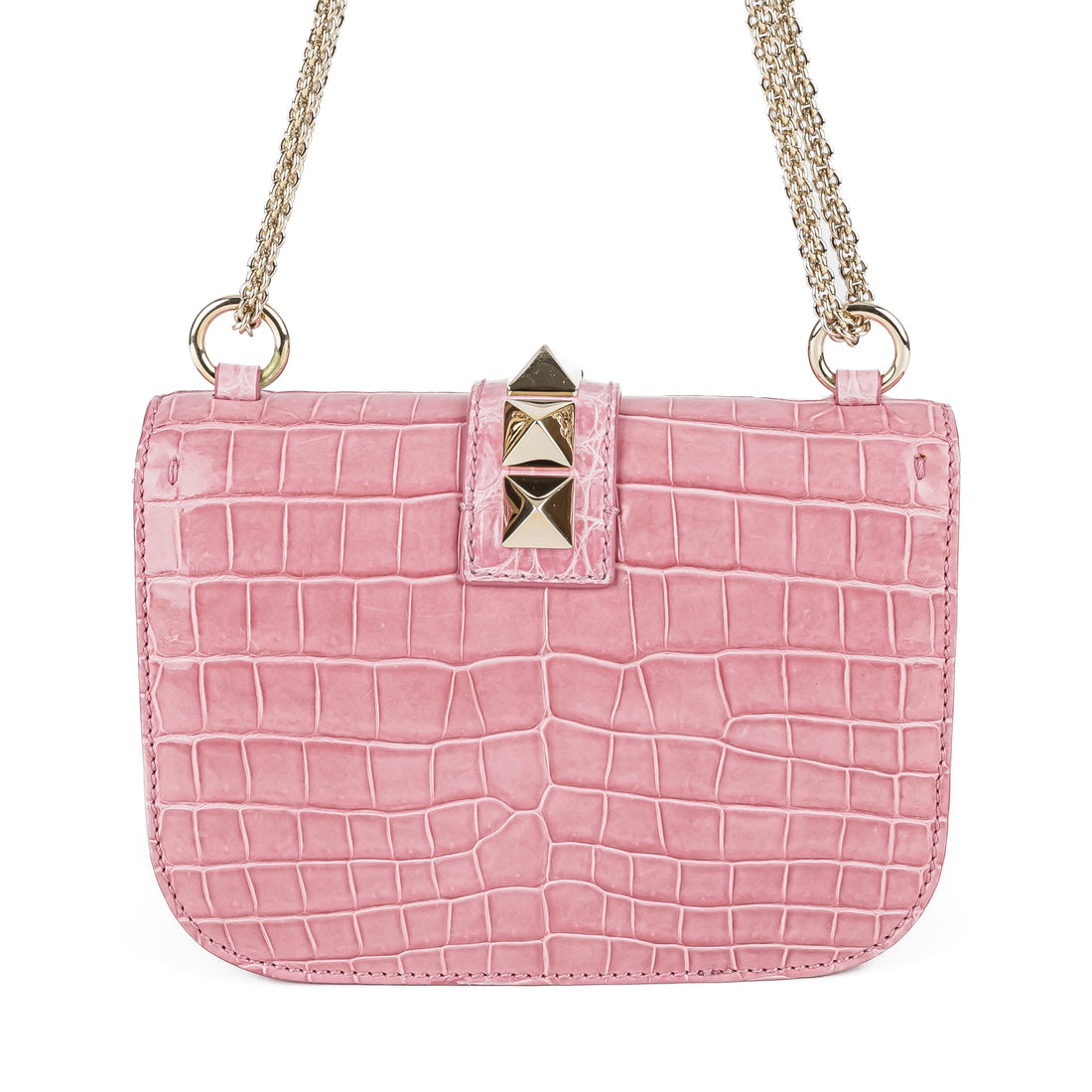 VALENTINO Pink Crocodile Shoulder Bag