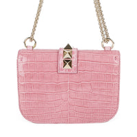 VALENTINO Pink Crocodile Shoulder Bag