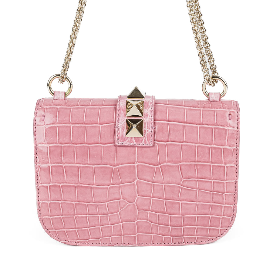 VALENTINO Pink Crocodile Shoulder Bag