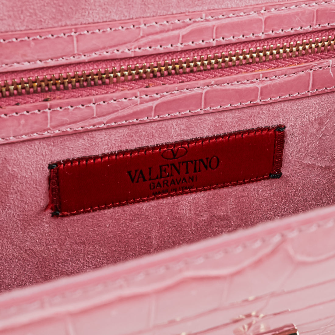 VALENTINO Pink Crocodile Shoulder Bag
