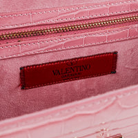 VALENTINO Pink Crocodile Shoulder Bag