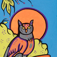 David Morrisseau (Canadian 1961) Owl - Acrylic on paper