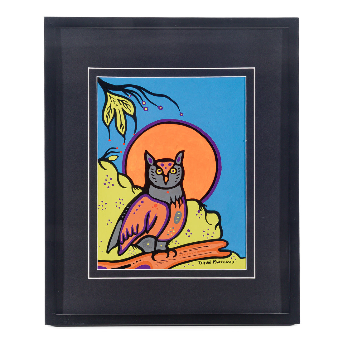 David Morrisseau (Canadian 1961) Owl - Acrylic on paper
