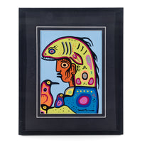 David Morrisseau (Canadian 1961) Man With Birds - Acrylic on paper