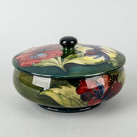 MOORCROFT Hibiscus Blue/Green Ground Round Covered Bowl