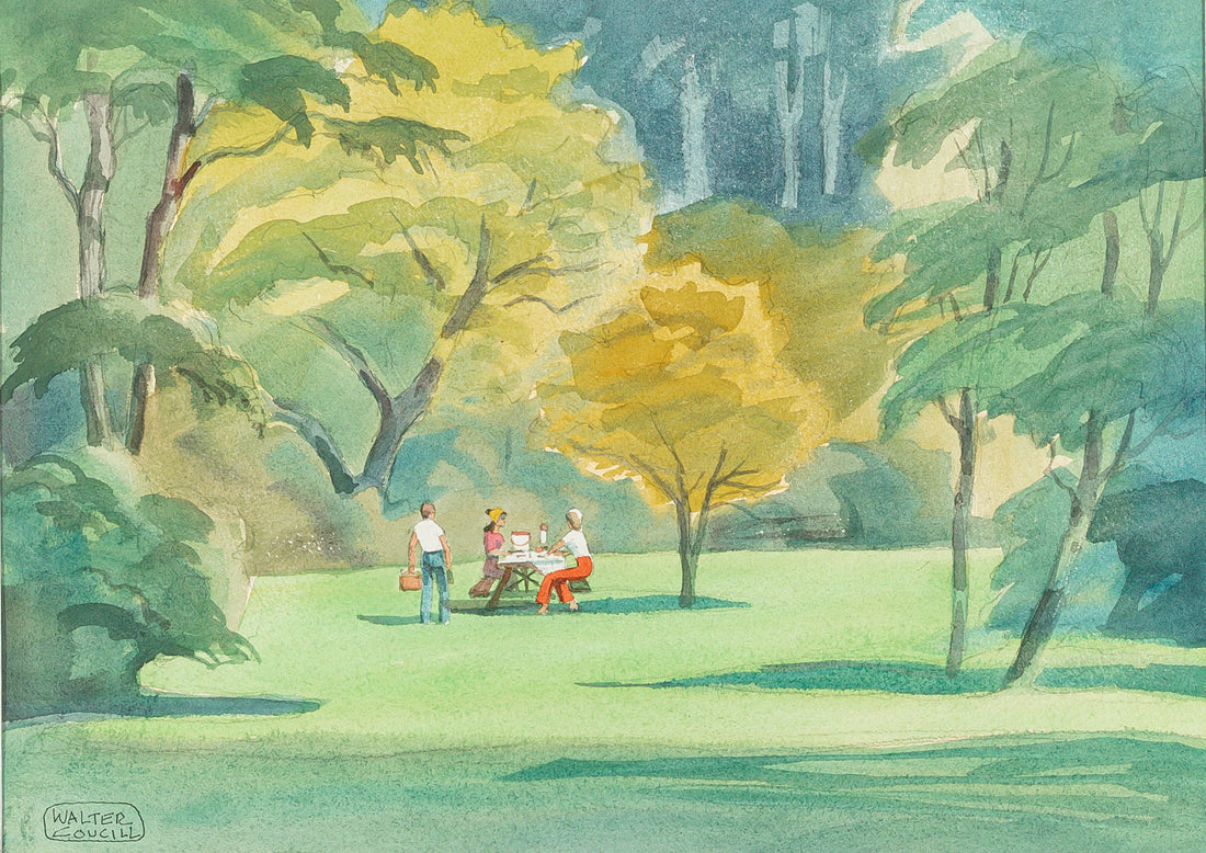 Walter J Coucill (Canadian 1915-1982) "Picnic" Watercolours