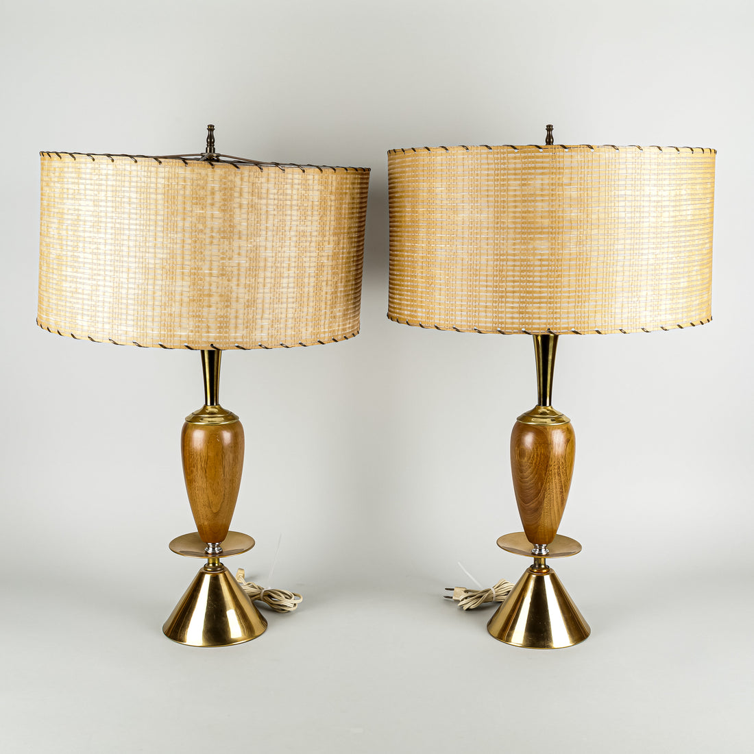 RICHARD SINGER Vintage MCM Lamps w/Shades Set of 2