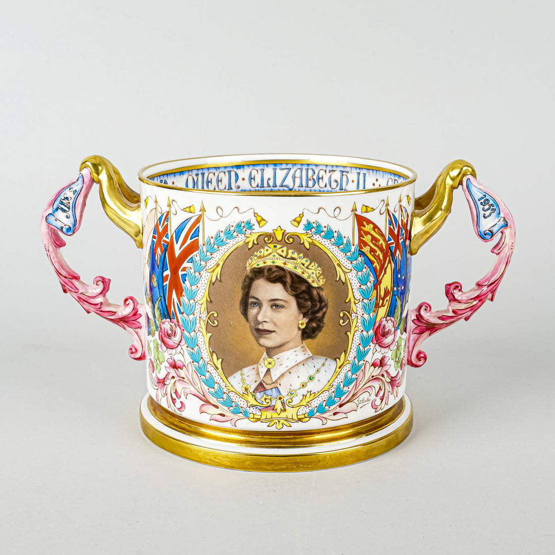AYNSLEY Queen Elizabeth II 1953 Coronation Loving Cup D1041