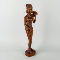 Balinese Style Carved Wooden Figure      Woman In Dress